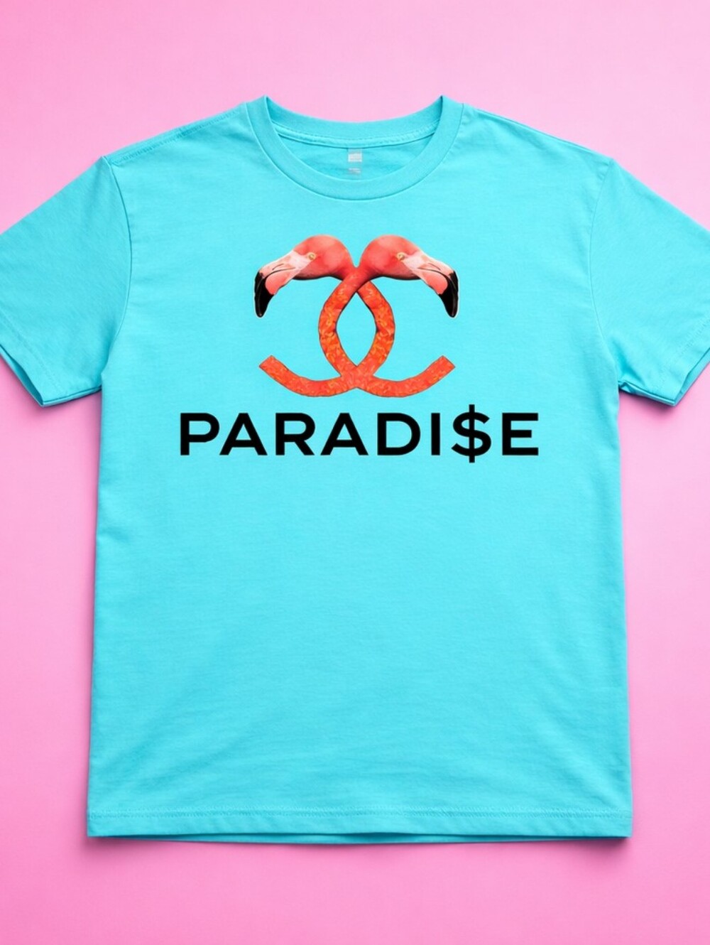 Pistols In Paradise  Aqua Beach Bullies Flamingo T shirt underground streetwear